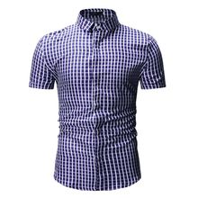 Mens Dress Shirts  Camisa Hombre  Plaid Shirt Men 2019 Summer Short Sleeve Casual Clothes 2024 - buy cheap