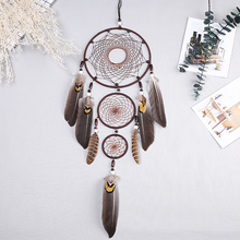 3 Hoops 80cm Dream Catcher Large Feathers Handmade Wind Chimes Wooden Beads Indian Dream Catchers Hanging  Home Decoration Gifts 2024 - buy cheap