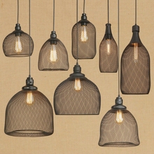 FAROLES Vintage-luces colgantes negras, lámpara Retro Industrial de rejilla de hierro E27 para restaurantes, cafetería, comedor 2024 - compra barato