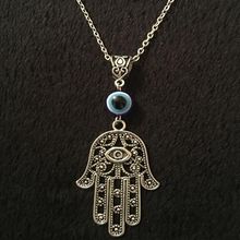 Fatima Hamsa Hand Necklace Pendant Collar Hand of Spiritual Yoga Buddha Eye Choker Vintage Silver Necklace For Women Jewelry 2024 - buy cheap