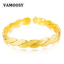 Vamoosy 2018 novo chinês étnico design exclusivo feminino jóias 24k cor de ouro manguito pulseiras bangle aberto charme pulseira para mulher 2024 - compre barato