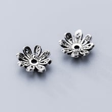 2pcs/lot Handcraft Hollow Out Flower Bead Receptacle Caps 10mm 925 Sterling Silver Fancy Tassel End Caps DIY Jewelry Making Gift 2024 - buy cheap