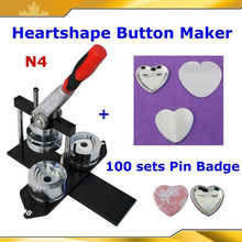 Heart Shape Pro N4 57x52mm Badge Button Maker Machine with Interchangeable Die Mould +100 Sets Metal Pinback Supply 2024 - buy cheap