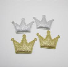 6.5 centímetros Glitter Crown Apliques Acolchoadas para Crianças headwear Acessórios, DIY patches Acessórios de Vestuário 2024 - compre barato