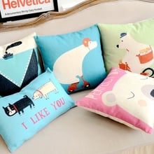 Almofadas e travesseiro de urso polar, almofadas decorativas de desenho animado em forma de animal, decoração de casa, almofadas de lance 17*17 polegadas 2024 - compre barato