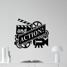 Pegatina de pared de película de acción, rollo de película, cine en casa, Adhesivo de pared de vinilo, decoración, adhesivo para papel de pared extraíble, carteles de pared D394 2024 - compra barato
