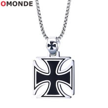 Mens Cross Pendant Necklaces Stainless Steel Vintage Maltese Black Corss Male Knight of the Temple Jewelry 24" Box Chains 2024 - buy cheap