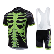 Мужская одежда для велоспорта, летний велотренажер, Джерси, нагрудник, шорты, наборы, Зеленый Череп Pro MTB team ropa, велосипедная верхняя одежда 2024 - купить недорого
