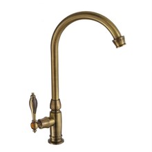 Single Cold Kitchen Sink Faucet Brass Deck Mounted Single Handle Sink Tap Antique Bronze Finished Rotatable Kitchen Crane Tap 2024 - buy cheap