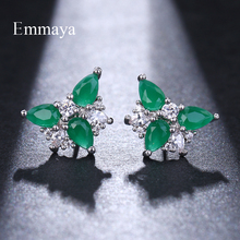 EMMAYA New Design Wedding Jewelry Luxury AAA Austrian Zircon Earrings Elegant Flower Stud Earrings For Women 2024 - buy cheap