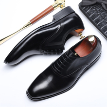 Men genuine leather shoes business dress banquet suit casual shoes men brand Bullock leather wedding mens shoes black brown 2020 2024 - compre barato