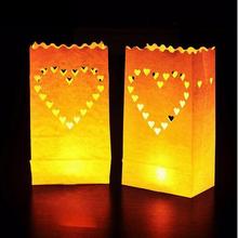 50 Pcs 25cm White Paper Lanterns Candle Bag LED light Heart For Romantic Birthday Party Wedding Event Decoration 2024 - buy cheap