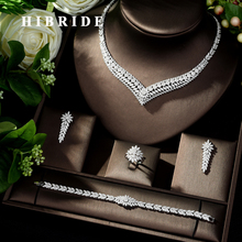 HIBRIDE Exquisite Jewelry Sets for Women Wedding Party Jewelry Accessories AAA Cubic Zircon Stud Earrings & Necklace Gift N-271 2024 - buy cheap