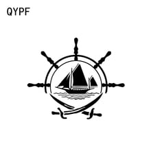 QYPF 15.7*13.1CM Interesting Beach Yacht Ship with Sails Decor Car Styling Sticker Vinyl Reflective Accessories C16-1103 2024 - buy cheap