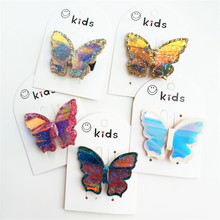 10pcs/lot New Glitter Kids Hair Clip Girls Candy Color Colorful Butterfly Barrette Cartoon Cute Bow Hairpins Headdress 2024 - compre barato