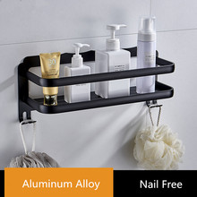 Nail Free Bathroom Shelf Aluminum Black Shower Shampoo Soap Holder Square Bath Shelf Storage Organizer Rack Holder 2024 - buy cheap