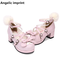 Angelic imprint woman mori girl lolita cosplay shoes lady mid heels pumps women student princess lovely dress shoes pearl 33-47 2024 - buy cheap