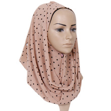 1 Pcs Fashion Polka Dot Bubble Chiffon Instant Hijab Scarf Printe Shawls Bufandas Muslim Scarves Wraps Headband Scarves 7 Colors 2024 - buy cheap