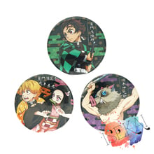 Broches de anime kamado tanjirou nezuko agatsuma zenitsu hashibira inosuke, emblemas de metal 2024 - compre barato