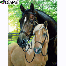 DIAPAI 100% полная квадратная/круглая дрель 5D DIY Алмазная картина "Животное Лошадь" Алмазная вышивка крестиком 3D декор A20733 2024 - купить недорого