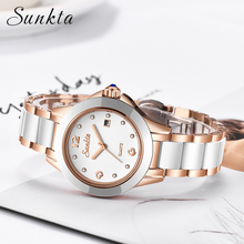 SUNKTA-relojes de moda para Mujer, pulsera de oro rosa, Reloj de cuarzo creativo resistente al agua + caja, 2019 2024 - compra barato