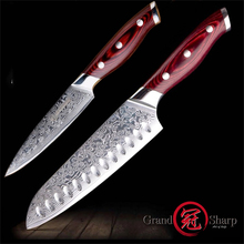 Набор дамасских ножей Grandsharp VG10, универсальные японские кухонные инструменты сантоку из нержавеющей стали, для приготовления пищи шеф-повара, 2 шт. 2024 - купить недорого
