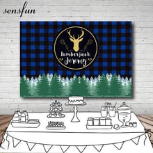 Sensfun Lumberjack Photography Backdrop Forest Blue Black Buffalo Plaid Birthday Party Backgrounds For Photo Studio 7x5FT 2024 - buy cheap