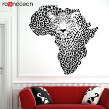 African Map Cheetah Animal Wall Sticker Africa Vinyl Home Decor For Living Room Removable Decals Interior Decoration Mural 3359 2024 - buy cheap