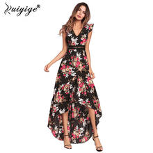 Ruiyige Women Summer Floral Print Dress Lace See Through Backless Party Sexy Dresses Tank Boho Lining 2018 Maxi Beach Vestidos 2024 - buy cheap