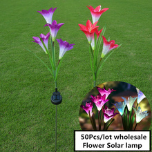 50 unids/lote familia luces solares Lily Flor de Luz impermeable IP65 decoración romántica lámpara colorido LED de las fuentes de luz 2024 - compra barato
