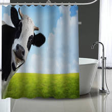Cortina de ducha de vaca personalizada con ganchos de plástico, cortinas de baño de tela modernas para decoración del hogar, con imagen personalizada 2024 - compra barato