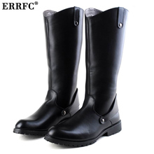ERRFC Winter New Mens Long Knee Boots Black Round Toe PU Leather Cowboy Motorycycle Riding Soldiers Shoes Leisure Zapatos 38-44 2024 - buy cheap