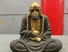 wholesale factory Folk Chinese Pure Bronze 24K Gold Damo Arhat Bodhidharma Dharma Buddha Statue AE1024 AB1025 2024 - buy cheap