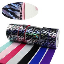 75-095465,3" 75mm 50 yards Grosgrain+ Zebra hologram print grosgrain ribbon,Headwear bow DIY handmade Accessory material 2024 - buy cheap