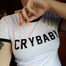 Футболка Cry Baby, детская забавная футболка Tumblr, Высококачественная футболка унисекс с графическим рисунком, футболка Ringer, модные женские футболки 2024 - купить недорого