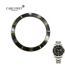 Escritos CARLYWET Atacado Substituição Preto Com Ouro Cerâmica 38mm Inserção feito para Submarinista Bezel GMT 40mm 116610 LN 2024 - compre barato