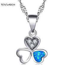 ROLILASON Mysterious stone for ladies Silver Pendant Necklaces White crystal blue Fire Opal for Women Fashion Jewelry OP799 2024 - buy cheap