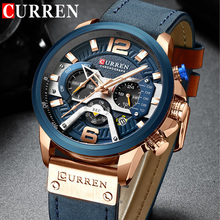 CURREN-relojes deportivos militares para hombre, pulsera de cuarzo con correa de cuero, resistente al agua, con fecha, 8329 2024 - compra barato