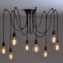 Mordern nordic retro edison lâmpada luz do candelabro sótão vintage antigo ajustável diy e27 arte aranha luminária de teto luz 2024 - compre barato