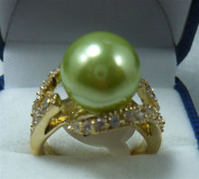Noblest 12 мм зеленое жемчужное кольцо 18KGP (#6,7, 8,9) 2024 - купить недорого