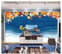 Custom photo wallpaper 3d wallpaper for walls 3 d Marine starfish shell watercolor mediterranean mural TV background wall paper 2024 - buy cheap