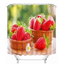 3D shower curtain Strawberry pattern Polyester Fabric Waterproof Shower Curtain Eco-Friendly Bathroom Curtain Home 2024 - buy cheap