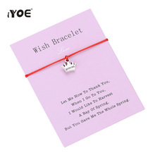 Iyoe pulseira com fios vermelhos para mulheres, bracelete feminino, trançado com coroa de princesa, joias para a família 2024 - compre barato