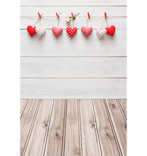 Fundo fotográfico personalizado de coração do dia dos namorados, rosa, fundo de fotografia, adereço de piso de madeira 2024 - compre barato