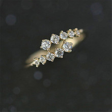 Женское кольцо в стиле бохо, розовое золото с цирконием 2024 - купить недорого