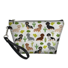 NOISYDESIGNS-neceser con diseño de Cactus para mujer y niña, neceser de viaje con diseño de perro salchicha, bolsa de almacenamiento, estuche de belleza 2024 - compra barato