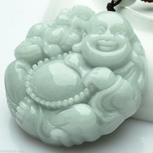 100% Natural Grade A Jade Pendant Lucky Aqua Jadeite Buddha Pendant Certified 2024 - buy cheap