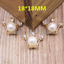 Newest Trendy alloy pearl crown shape necklace pendants charms 50pcs freeshipping diy bracelet jewerly decoration making 2024 - buy cheap