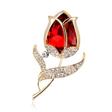 2022 New stylish floral brooch tulips explosion crystal From Swarovskis For woman wedding jewelry clothing 4 Colors 2024 - buy cheap