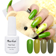 MorCat Nail Gel Polish Spring Green Color Soak Off UV Gel Polish Nail Art DIY Olive Green Gel Nail Varnish 15ml UV Lacquer 2024 - buy cheap